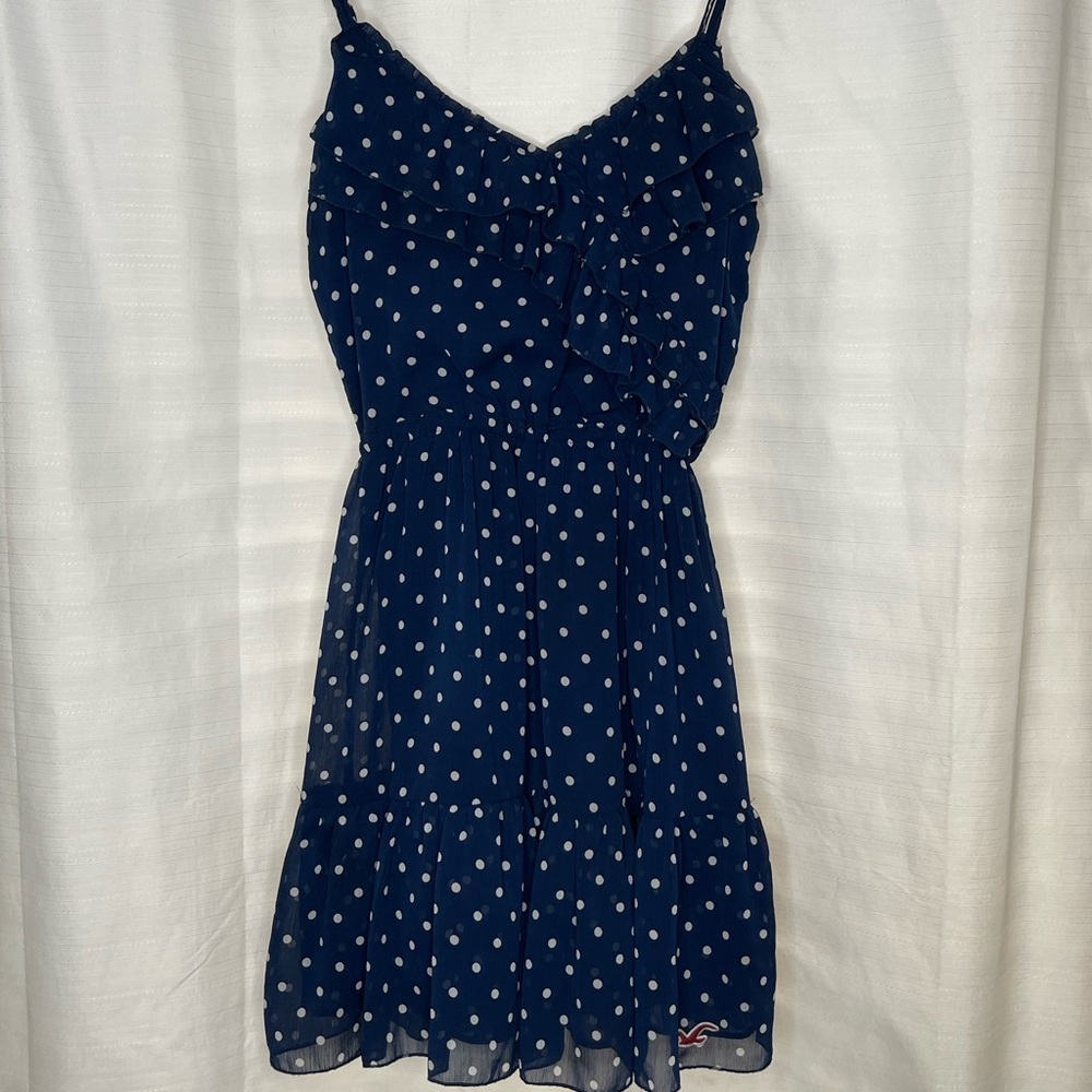 Hollister Blue and White Polkadot Dress